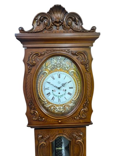 Impressive Carved Scrolled Case Musical German Longcase Clock