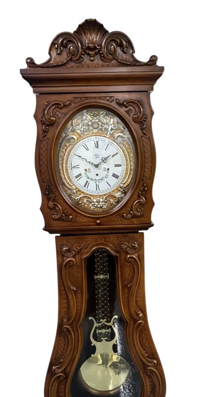 Impressive Carved Scrolled Case Musical German Longcase Clock - Image 6