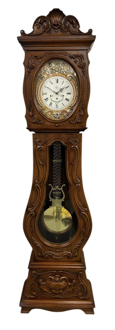 Impressive Carved Scrolled Case Musical German Longcase Clock - Image 8