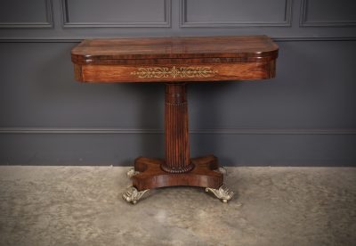 Regency Brass Inlaid Rosewood Card Table card table Antique Furniture 8