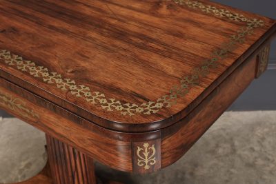 Regency Brass Inlaid Rosewood Card Table card table Antique Furniture 12