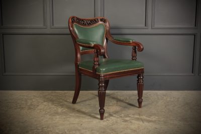 William IV Carved Mahogany Armchair Antique leather armchair Antique Chairs 3