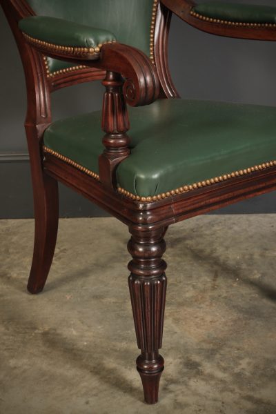 William IV Carved Mahogany Armchair Antique leather armchair Antique Chairs 4