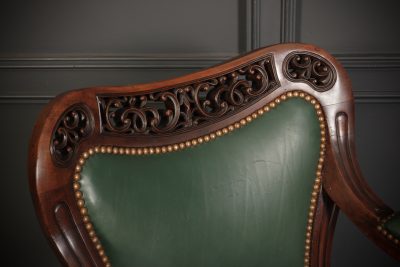 William IV Carved Mahogany Armchair Antique leather armchair Antique Chairs 5