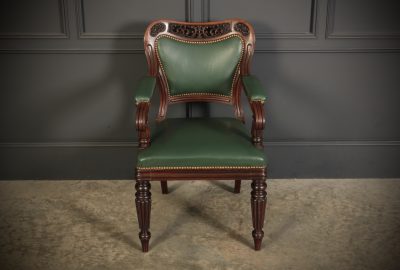 William IV Carved Mahogany Armchair Antique leather armchair Antique Chairs 6