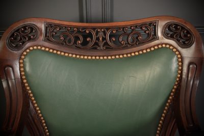 William IV Carved Mahogany Armchair Antique leather armchair Antique Chairs 10