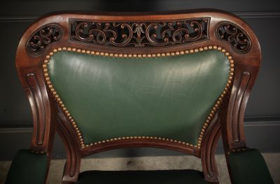 William IV Carved Mahogany Armchair Antique leather armchair Antique Chairs 11