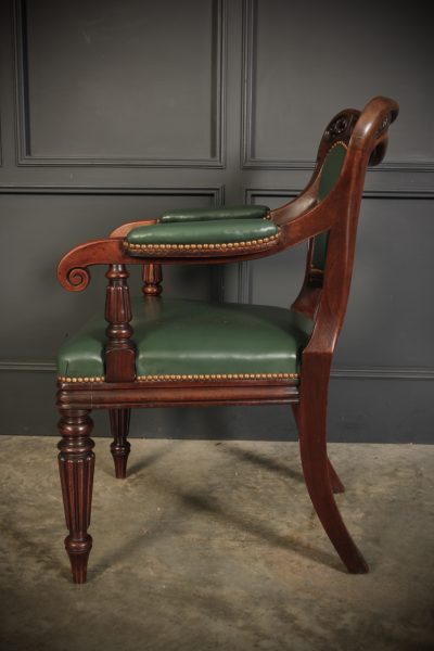 William IV Carved Mahogany Armchair Antique leather armchair Antique Chairs 13