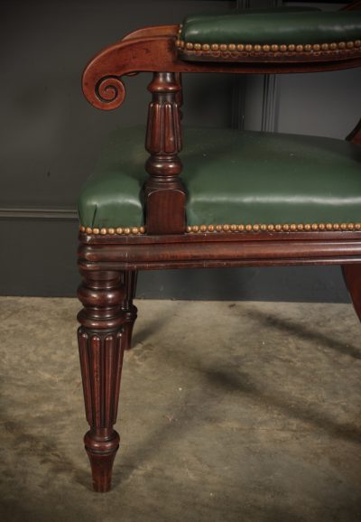 William IV Carved Mahogany Armchair Antique leather armchair Antique Chairs 14