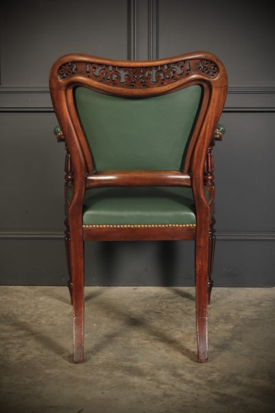 William IV Carved Mahogany Armchair Antique leather armchair Antique Chairs 15