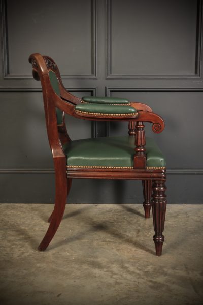 William IV Carved Mahogany Armchair Antique leather armchair Antique Chairs 16