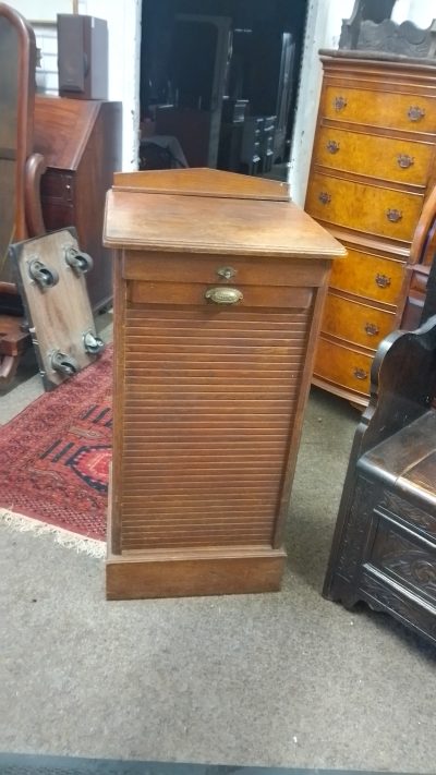 Antique Edwardian Tambour Front Filing Cabinet