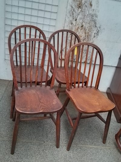 Antique Circa 1900 Set of 4 Country Kitchen Dining Chairs