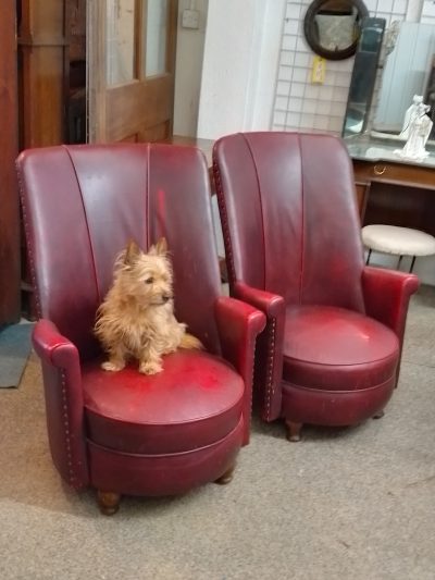 Art Deco 1930's Pair of Leather Armchairs