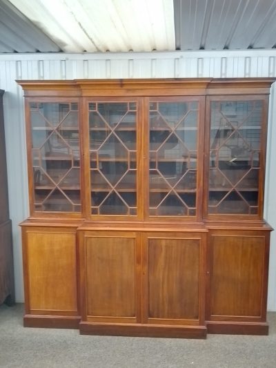 Large Antique Breakfront Library Bookcase