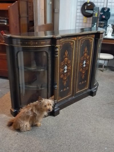 Antique Victorian Ebonized Credenza Cabinet