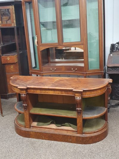 Antique Victorian Walnut Open Front Credenza