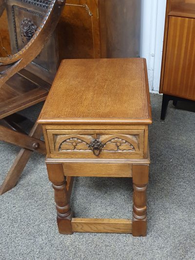 Small Vintage 1940's Oak Lamp Side Table