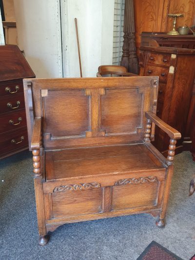 Antique Edwardian Oak Monks Bench Table