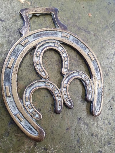 Antique Horse Brass Lucky Horse Shoe's