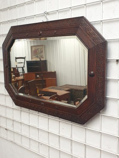 Small Antique Edwardian Oak Mirror