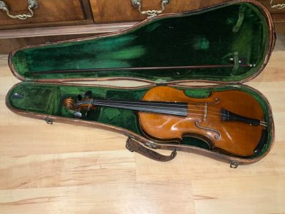 Violin &  Alligator Skin Case & Violins Bow