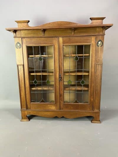 Arts & Crafts Oak Glazed Bookcase c1900