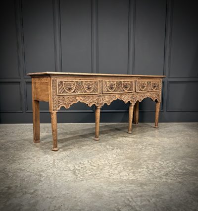 Bleached George III Carved Oak Dresser Base