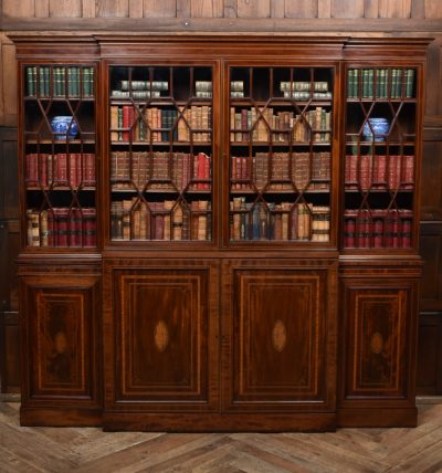 Edwardian Mahogany Breakfront Bookcase SAI3675