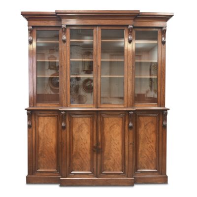 Early Victorian Mahogany Four Door Breakfront Cabinet Bookcase