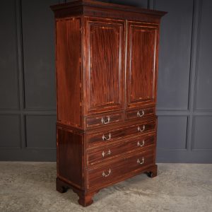 Georgian Inlaid Mahogany Gentlemans Wardrobe antique wardrobes Antique Furniture