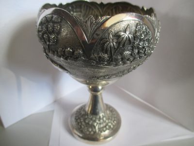 SOLID SILVER GOBLET INDIAN 155 GRAMS  UNMARKED POSSIBLY CUTCH