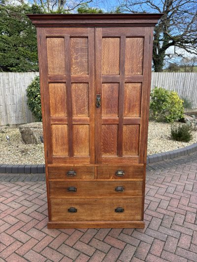 Arts & Crafts Oak Double Wardrobe