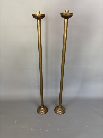 Pair of Floor Standing Brass Candle Holders