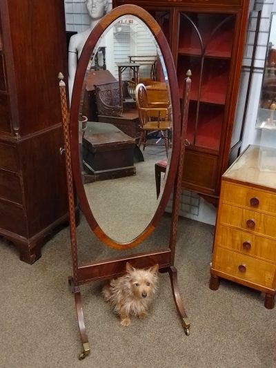 Antique Edwardian Oval Cheval Dressing Mirror