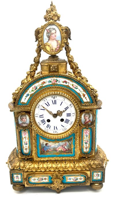 Stunning French Victorian Sevres ormolu 8 day mantel Clock – CA 1850