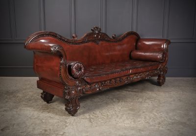 Large Rosewood Leather Sofa