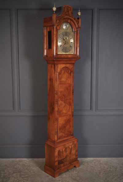 Queen Anne Walnut 8 Day Grandfather Clock