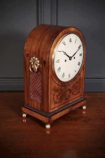 Regency Brass Inlaid Mahogany Fusee Bracket Clock