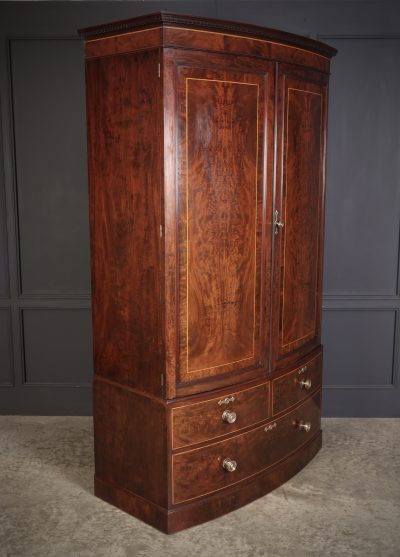 Regency Inlaid Mahogany Bow Front Wardrobe