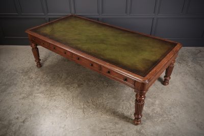 Large (8X4ft) Oak & Leather Partners Writing Table