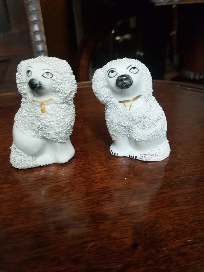 Antique Miniature Pair of Staffordshire Dogs