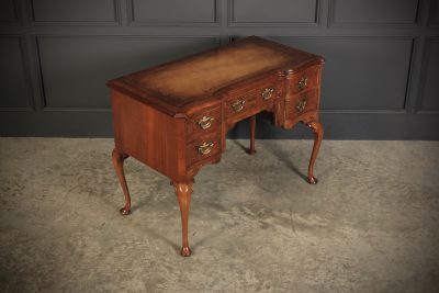 Elegant Walnut Writing Table Desk With Leather Inset Top