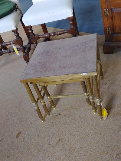 Good Antique 1930's Brass Nest of Tables