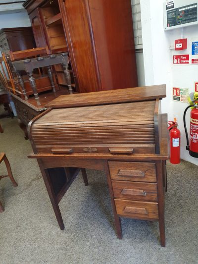 Edwardian Oak Roll Top Desk