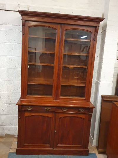 Tall Antique Glazed Top Bookcase