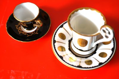 A Vintage Miniature Dubarry Limoges Cabinet Cup & Saucer and a Naples Cabinet Cup and Saucer