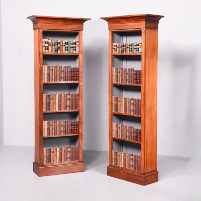 Pair of Victorian Tall, Slim Mahogany Open Bookcases, Functional and Decorative