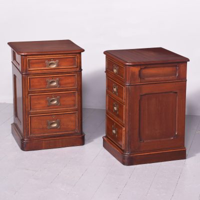 Pair of Victorian Mahogany Small Chest of Drawers/Bedside Lockers with Military Handles