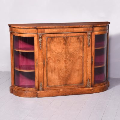 Quality Mid-Victorian Inlaid Walnut Bow-End Credenza